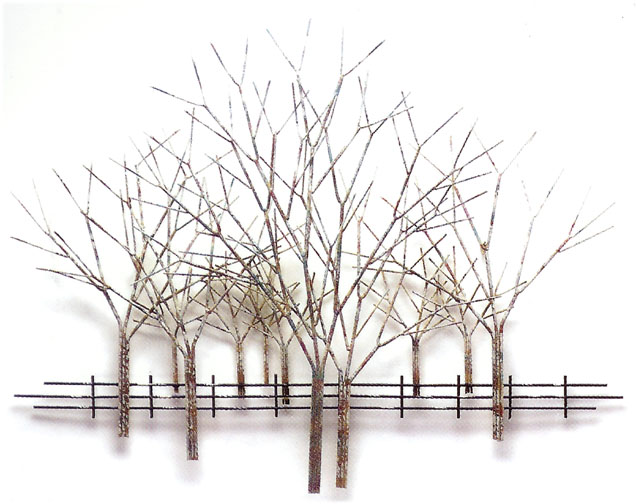 winter orchard metal wall sculpture